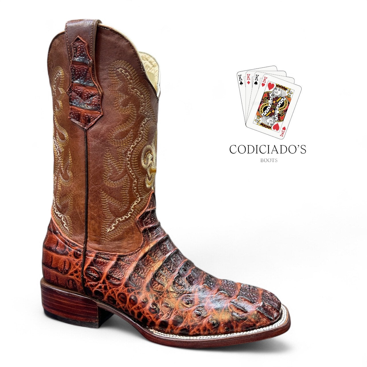 botas 27 bulldog piel grabado exotico cayman brandy