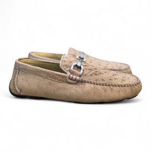 Mocasines piel de avestruz cafe latte